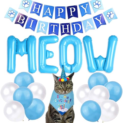 Katze Geburtstag Partyzubehör Katze Geburtstag Banner Ballons Hut mit Nummer Bandana Miau Ballons für Katzen Kätzchen Dekorationen Katze Geburtstag Partyzubehör Katze Geburtstag Banner Ballons Hut mit Nummer Bandana Miau Ballons für Katzen Kätzchen Dekorationen von BACH AND BOUJEE