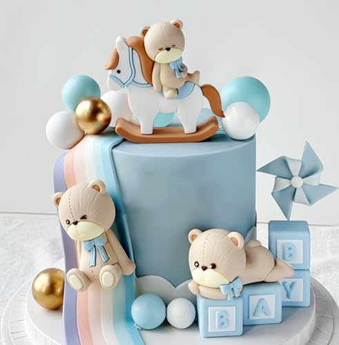 Luxus Blau Bär Tortendeko Blau Gold Kugeln Kuchen Topper Bären Kuchen Kuchen Dekoration Baby Shower Geburtstag Kuchen Dekoration von BACH AND BOUJEE