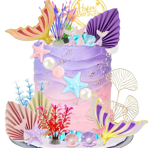 Meerjungfrauenschwanz Kuchendekoration Unterwasser Tortendekoration Meerjungfrauenschwanz Kuchendekoration Muschel Tortendekoration Meerjungfrauen Partyzubehör von BACH AND BOUJEE