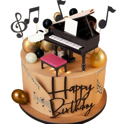 Musik-Kuchenaufsatz, Musiknoten, Kugeln, Kuchendekoration, Gitarre, Kuchendekoration für Musiker, Geburtstagsparty, Rock-Mottoparty von BACH AND BOUJEE
