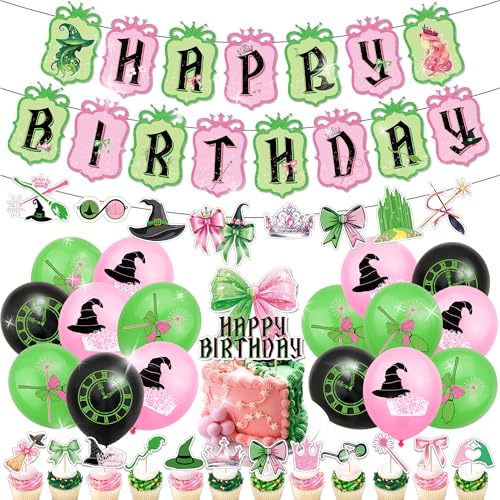 Rosa und Grün Geburtstag Party Dekorationen Kuchen Topper Cupcake Muffin Decortaion Banner Rosa Grün Hexe Thema Party Supplies von BACH AND BOUJEE
