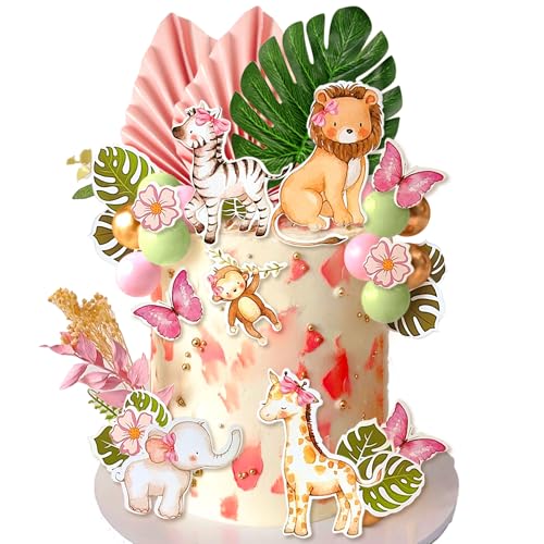 39 Pack Rosa Dschungel Tier Kuchen Topper Set Niedliche Safari Thema Cupcake Toppers Wilde One Kuchen Topper Safari Kuchen Dekorationen für Babyparty Geburtstag Party Dekorationen 39 Pack Rosa Dschungel Tier Kuchen Topper Set Niedliche Safari Thema Cupcake Toppers Wilde One Kuchen Topper Safari Kuchen Dekorationen für Babyparty Geburtstag Party Dekorationen von BACH AND BOUJEE