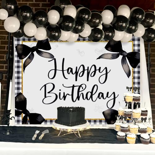 Schwarze Schleife Geburtstag Banner Bowknot Happy Birthday Banner Bogen Banner Schleife Geburtstag Dekorationen Schleifen Geburtstag Dekoration von BACH AND BOUJEE