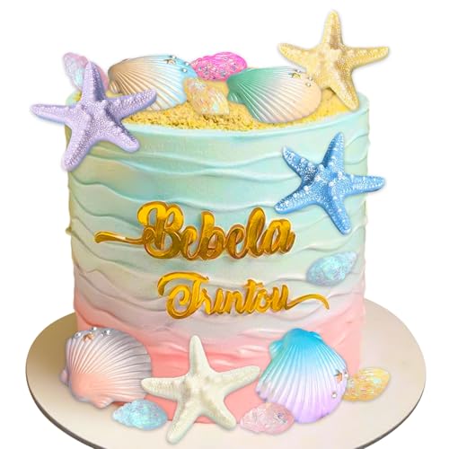 Unter dem Meer Ozean Tortendekorationen Muscheln Tortendekor Meer Ozean Party Gunst Zubehör für Meer Ozean Thema Babydusche Geburtstag Party Muschel Kuchen Topper von BACH AND BOUJEE