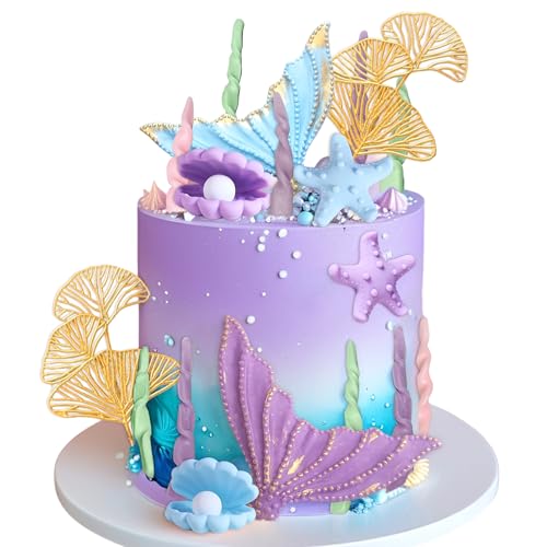 Unter dem Meer Tortendekoration Muschelkuchen Topper Meerjungfrau Partyzubehör für Babyparty Geburtstag Brautparty Hochzeitsparty Unter dem Meer Tortendekoration Muschelkuchen Topper Meerjungfrau Partyzubehör für Babyparty Geburtstag Brautparty Hochzeitsparty von BACH AND BOUJEE