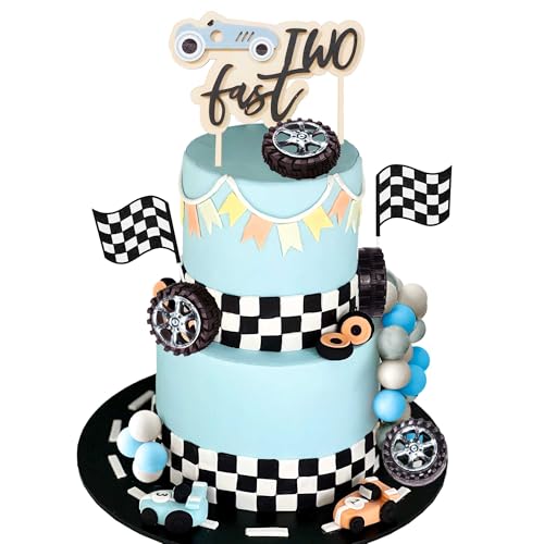 Zwei Schnelle Tortenaufleger Blau Rennwagen Geburtstag Dekorationen Party Supplies Gefälligkeiten Für Racing Car Checkered Flag Geburtstag Party Dekorationen Zubehör von BACH AND BOUJEE