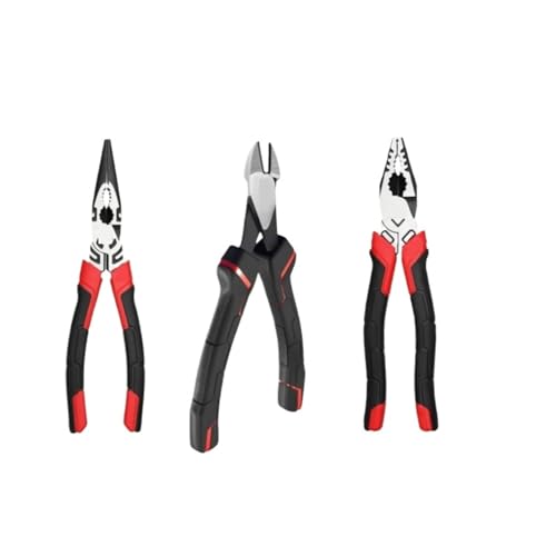 BADIKA Multifunktionszange 6/7/8 ''Elektriker-Zangen-Set, Kabelschneiden, Crimpen, Drahtschneider, Diagonalzange mit Langer Nase, Multifunktions-Reparaturwerkzeug(3 Pcs Set) von BADIKA