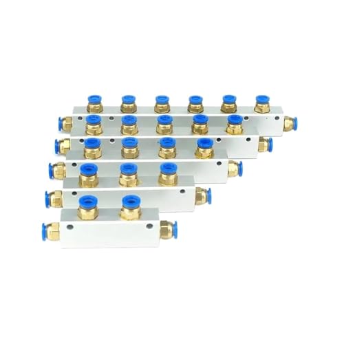BADIKA Ventil-Schmiersystem Mit Anschlüssen, Pushfit, 8 mm, 2/3/4/5/6/7/8/9/10 Wege, pneumatischer Luftverteilerblock-Splitter 20 x 25 mm(10 Way 12 Port) von BADIKA