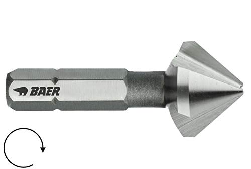 BAER HSSG 90° Bit-Kegelsenker 16,5 mm (für M 8) - für Akkuschrauber - Senkbohrer Entgrater Senker Ansenker Versenker von Baer