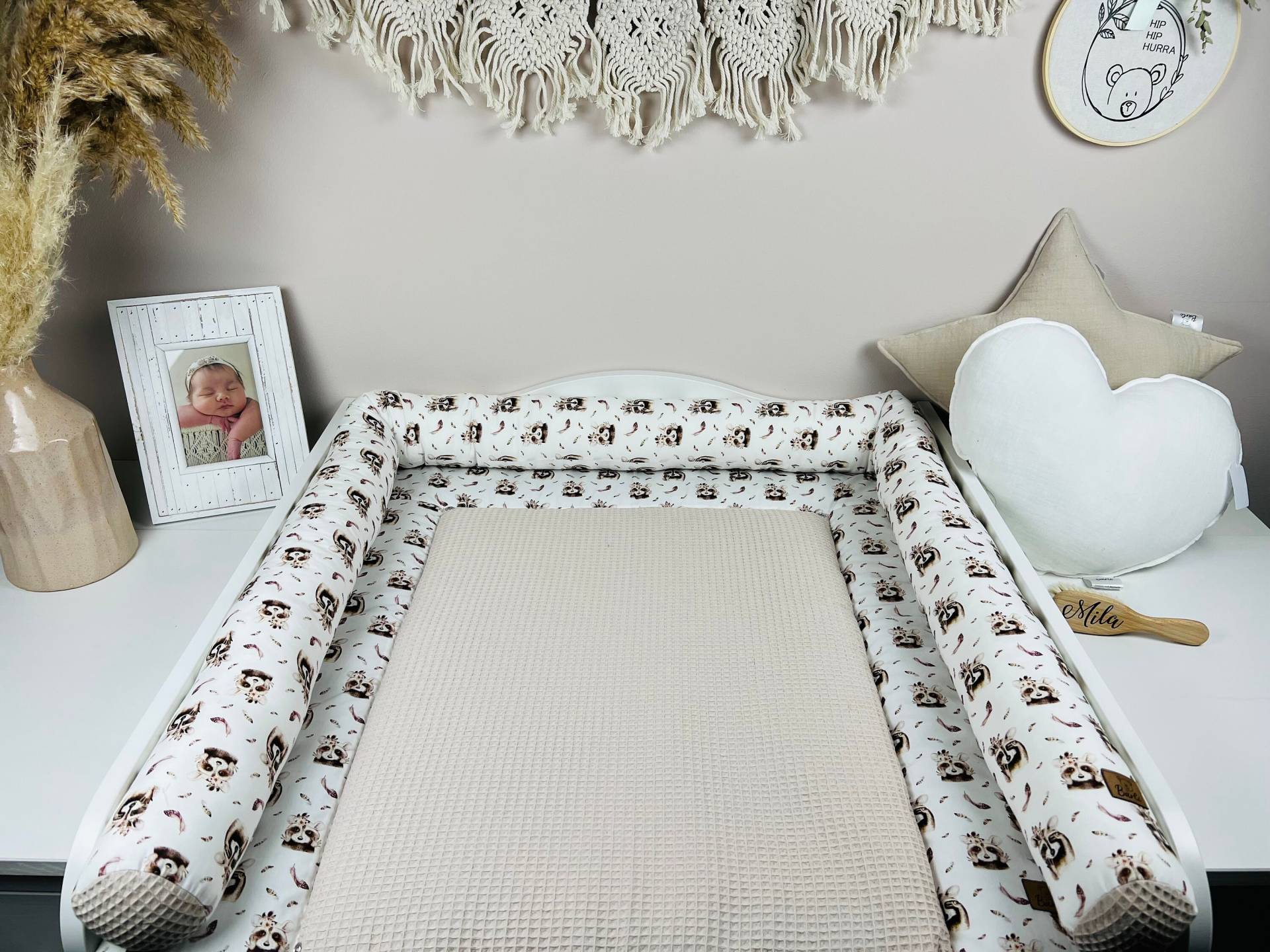 Wickelauflage Wickelunterlage Boho Racoon Wickelauflage Wickelunterlage Boho Racoon von BAERLISTORE