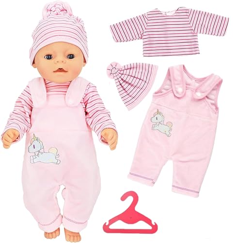 YHGETSUM Kleidung Outfits für Baby Puppen Kleidung Puppenkleidung 35-43 cm Newborn Baby Puppe Kleidung Zubehör mit Hut Langarm Hose Geschenk für Kinder Mädchen Jungen - Hase (1) von YHGETSUM