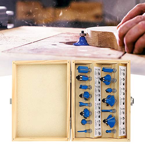 15pcs Router-Bit-Set, 1/4-Zoll-Universalgriff Holzbearbeitung Router Robus Legierungsstahl mit Wolfram-Carbidklinge, Langlebige Leistung für Routing, Gestalten, Rillen, von BAFOVY