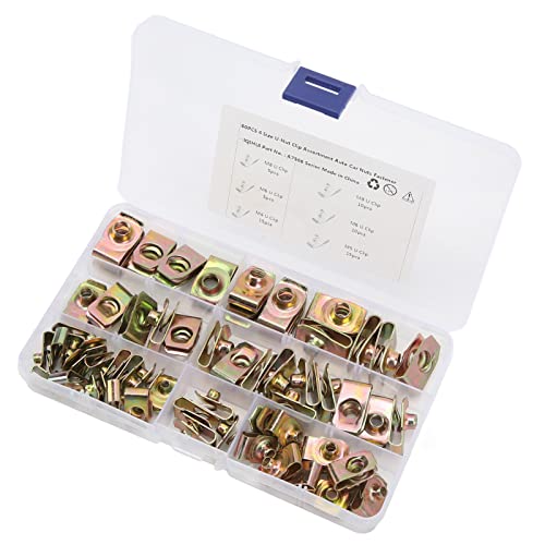 60pcs U Nut Kit, Hohe Elastizität, Rostbeständigkeit, Edelstahl, für Motorrad, Automobiluniversal mit Auto -U -Nuss -Klemme, Auto -Nussklemme -Werkzeug, Auto -U -Nuss - -Set von BAFOVY
