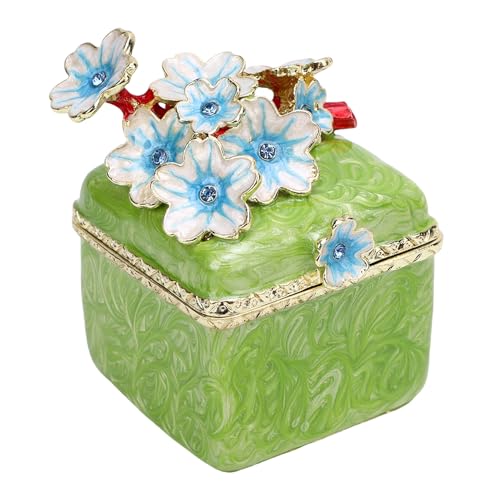 BAFOVY Kirschblüten Schmuckkasten Antiker Stil Schmuckschatulle Vintage Schmuckaufbewahrung mit Zinklegierung für Frauen Mädchen Wohnkultur Schminktisch (GREEN) von BAFOVY