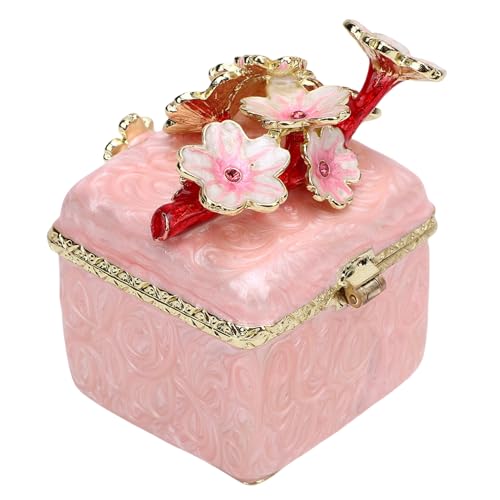 BAFOVY Kirschblüten Schmuckkasten Antiker Stil Schmuckschatulle Vintage Schmuckaufbewahrung mit Zinklegierung für Frauen Mädchen Wohnkultur Schminktisch (Rosig) von BAFOVY