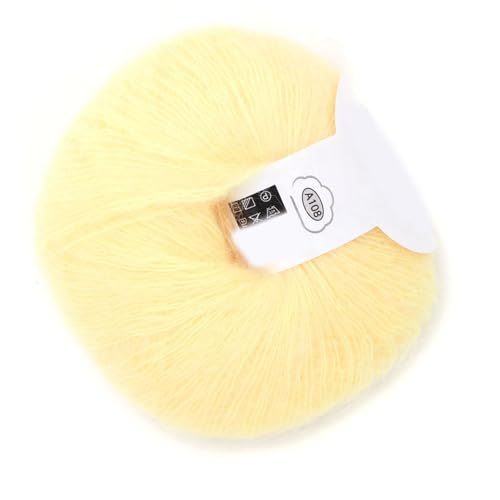 BAFOVY Weiches Mohair -Strickgarn, Handstrick -Verschleiß Mohair Garn Schalhäkelgewinde, 1 Roll Angora Weiches Langes Wollgarn, 30%, 20% Wolle, 50% Ballaststoffe, Leichtes Gewicht, (02 Gänsegelb) von BAFOVY