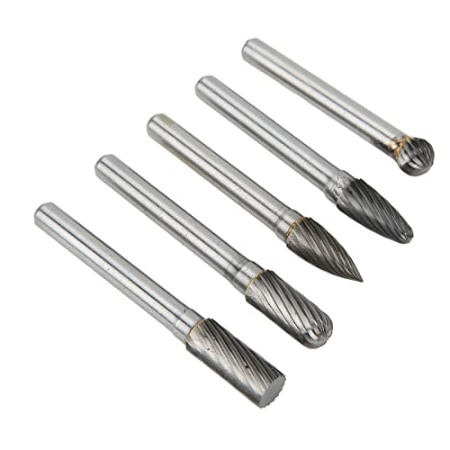BAFOVY Wolfram -Carbid -Würfel Mühle Bit Raspe Datei Set 5pcs Schneidende Burr Set Zum Polieren von Holzbearbeitungsschnitzen mit 6 Mm 1/4in Schaft (ACDFG) von BAFOVY