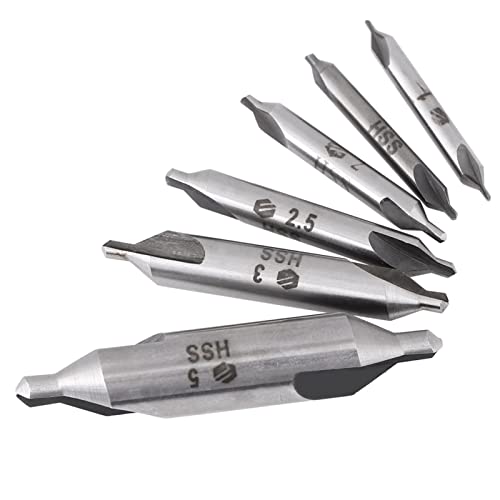 Center Drill Bits Set, 6PCS 60 Grad Drillbit HSS für Effektive Zentrierung, Präzision und Klarheit, Effiziente Leistung mit Vielseitiger Anwendung, Außergewöhnliches Design, von BAFOVY