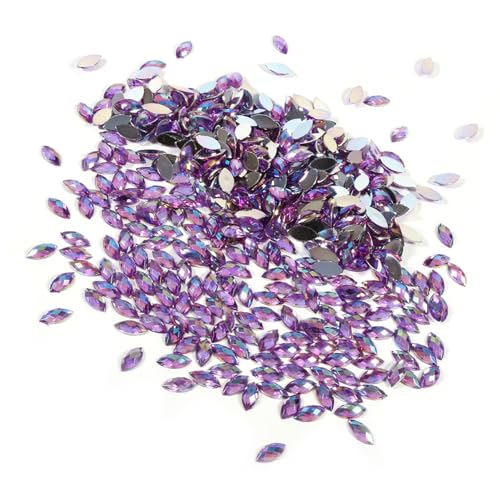 Kristall Strasssteine, 500pcs Horse Eye Form Flat Back Decor Set, Schöne Farben Zum Handwerk, Scrapbooking, Wohnkultur, Ideal für DIY (helles Lila) von BAFOVY