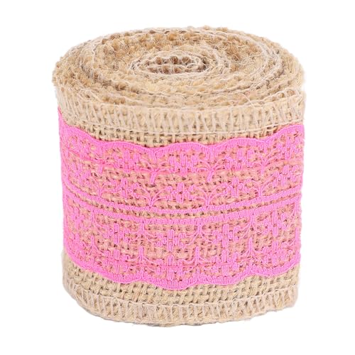 Sackleinenspitzenband, Festival Decor Ribbon, 2,36in*78.74in Hessian Jute Belt Gurt, Am Besten Zum Handwerk, Vintage -Gefühl, Modeaccessoire (Rosenrot) von BAFOVY