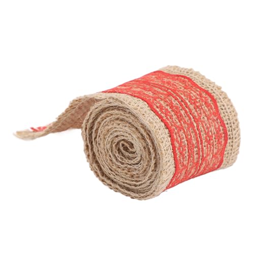 Sackleinenspitzenband, Festival Decor Ribbon, 2,36in*78.74in Hessian Jute Belt Gurt, Am Besten Zum Handwerk, Vintage -Gefühl, Modeaccessoire (Rot) von BAFOVY