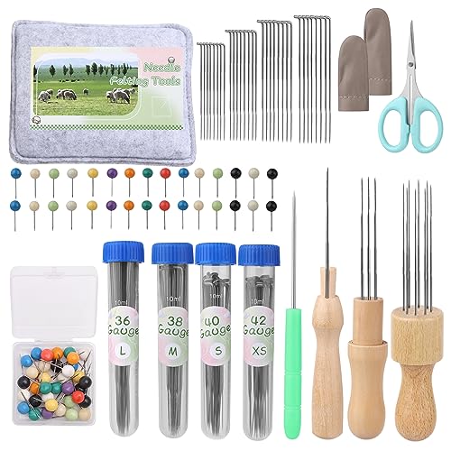 BAGERLA 118-teiliges Filzwerkzeug-Set, Wollfilzwerkzeuge mit 80 Nadeln, Filzen, 3 Modelle, Holzgriffe, großes Filzpad, Filznadeln, 4 Größen, geeignet für verschiedene Filzprojekte BAGERLA 118-teiliges Filzwerkzeug-Set, Wollfilzwerkzeuge mit 80 Nadeln, Filzen, 3 Modelle, Holzgriffe, großes Filzpad, Filznadeln, 4 Größen, geeignet für verschiedene Filzprojekte von BAGERLA