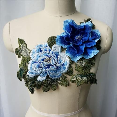 BAICO Große gestickte 3D-Pfingstrosen-Blütenblätter, Aufnäher, Verzierungen, Applikationen, Hochzeitskleid, Kleid, DIY-Dekoration, Basteln von BAICO