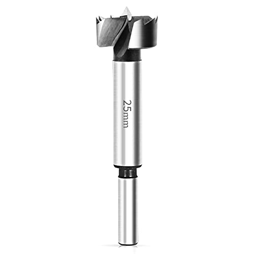 BAIDETS Forstnerbohrer 25mm - Forstner Bohrer für Holz, Forstner Bits mit Rundschaft, Zubehör Bohrmaschine von BAIDETS