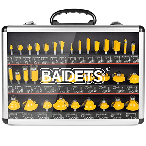 Oberfräsen-Bits-Set 1/4 Zoll Schaft – BAIDETS 35 Stück 1/4 Zoll Fräser-Bits für professionelle Tischler und Anfänger von BAIDETS