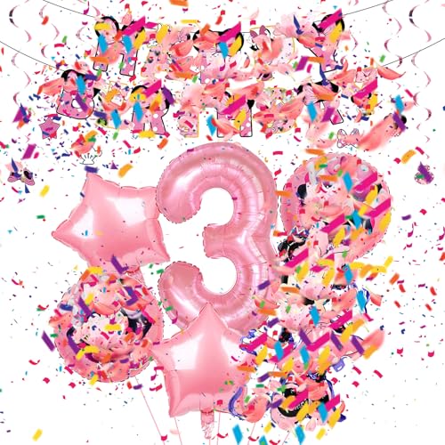 Luftballons Geburtstag 3 Jahre, Luftballons 3. Geburtstag Mädchen mit Balloons Banner Spiral, Folienballon Kindergeburtstag für Kinder Party Dekoration Luftballons Geburtstag 3 Jahre, Luftballons 3. Geburtstag Mädchen mit Balloons Banner Spiral, Folienballon Kindergeburtstag für Kinder Party Dekoration von BAIDZFU