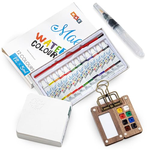 12 Farben Mini Malkasten Aquarell Set: Tragbare Mini Aquarell Set Mit Palette und Zeichnungsbuch, Pocket Aquarell Set, Aquarell Set Unterwegs, Mini Aquarell Travel Set für Künstler und Hobbymaler 12 Farben Mini Malkasten Aquarell Set: Tragbare Mini Aquarell Set Mit Palette und Zeichnungsbuch, Pocket Aquarell Set, Aquarell Set Unterwegs, Mini Aquarell Travel Set für Künstler und Hobbymaler von BAIFULAI