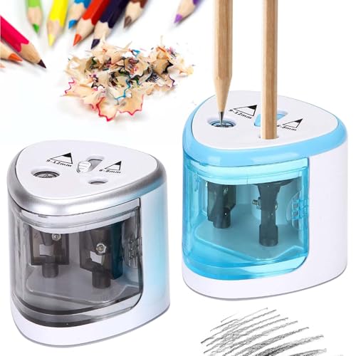 Elektrischer Anspitzer für Dicke und Dünne Stifte - Doppelloch Spitzer für 6-8mm und 9-12mm - Pencil Sharpener für Schulen, Haushalte, Büros, Klassenzimmer (2 Stück) Elektrischer Anspitzer für Dicke und Dünne Stifte - Doppelloch Spitzer für 6-8mm und 9-12mm - Pencil Sharpener für Schulen, Haushalte, Büros, Klassenzimmer (2 Stück) von BAIFULAI
