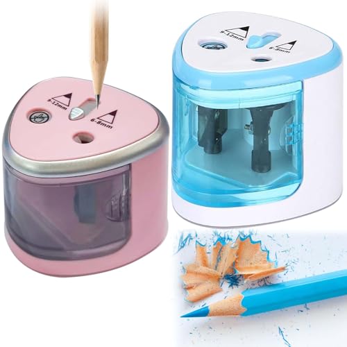 2 Stück Elektrischer Anspitzer: Elektrischer Anspitzer für Dicke und Dünne Stifte, Doppelloch Elektrischer Spitzer für 6-8mm und 9-12mm, Pencil Sharpener für Schulen, Büros, Klassenzimmer, Blau & Rosa 2 Stück Elektrischer Anspitzer: Elektrischer Anspitzer für Dicke und Dünne Stifte, Doppelloch Elektrischer Spitzer für 6-8mm und 9-12mm, Pencil Sharpener für Schulen, Büros, Klassenzimmer, Blau & Rosa von BAIFULAI