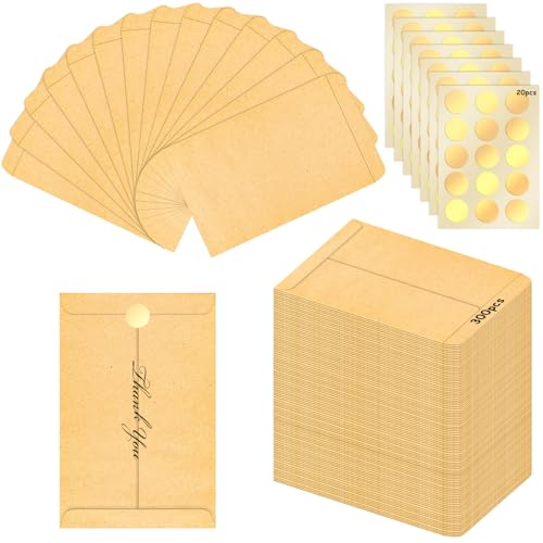 300 Stück Samentütchen, 6x10cm Papiertüten Klein Braun, Saatgut Aufbewahrung, Mini Kraftpapier Tüten, Kleine Papiertüten zum Befüllen, Blumensamen Tütchen, Umschläge, für Kleinigkeiten von BAIFULAI
