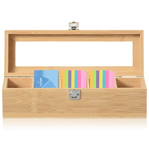 A8 Karteikarten Boxen Holz, Karteibox 30 * 10 * 9 cm, Lernkarteibox Vokabeln Karteikarten Holz mit Deckel, Karteikartenbox, Holzkiste für Büro Schulen Und Heim （Karteikarten Nicht im Enthalten） von BAIFULAI