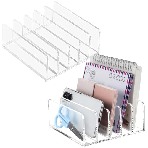 BAIFULAI 2 Stück Acryl Briefhalter, 12.2x12.2x5.3 cm Brief Organizer Mit 5 Fächer, Acryl-Aktenhalter, vertikaler Schreibtisch-Organizer Büro-Aktenordner Ständer für Büro Ordnung auf dem Schreibtisch BAIFULAI 2 Stück Acryl Briefhalter, 12.2x12.2x5.3 cm Brief Organizer Mit 5 Fächer, Acryl-Aktenhalter, vertikaler Schreibtisch-Organizer Büro-Aktenordner Ständer für Büro Ordnung auf dem Schreibtisch von BAIFULAI