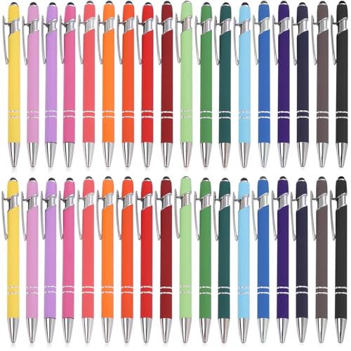 BAIFULAI 36 Stück Kugelschreiber mit Touchpen, Kugelschreiber Hochwertig, Einziehbarer Kugelschreiber Touchpen, Kugelschreiber Metall, Großraumine Kuli Metall Kugelschreiber Set für Büro und Haushalt BAIFULAI 36 Stück Kugelschreiber mit Touchpen, Kugelschreiber Hochwertig, Einziehbarer Kugelschreiber Touchpen, Kugelschreiber Metall, Großraumine Kuli Metall Kugelschreiber Set für Büro und Haushalt von BAIFULAI