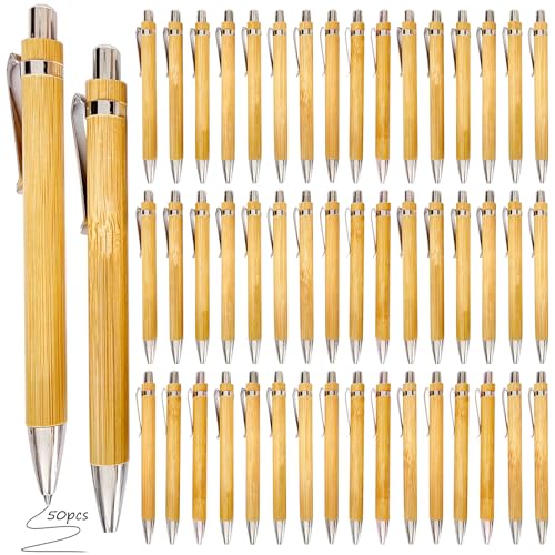 BAIFULAI 50 PCS Holz Kugelschreiber, Wiederverwendbar Kugelschreiber Set, Schreibgerät Bambus Holzkugelschreiber Kugelschreiber Set Ergonomischer, für Schreiben, Journaling, Schule, Bürobedarf BAIFULAI 50 PCS Holz Kugelschreiber, Wiederverwendbar Kugelschreiber Set, Schreibgerät Bambus Holzkugelschreiber Kugelschreiber Set Ergonomischer, für Schreiben, Journaling, Schule, Bürobedarf von BAIFULAI