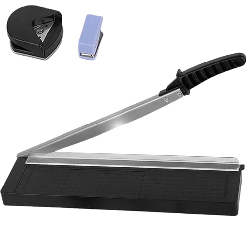 Papierschneider A4, Schneidemaschine, Kompakt 34 cm, Präzise Schneidemaschiene bis zu 8 Blätter A4-B7 (80g/m²), Präzision, Papierschneidemaschine, Hebelschneider Schere für Papier und Fotos von BAIFULAI