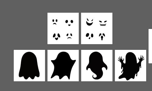 BAISDY 6 große Halloween-Schablonen, niedliches Geistergesicht, Schablone zum Malen auf Holz, Fußmatte, Wand, Hof, DIY Handwerk von BAISDY