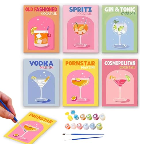 BAISHUWU Malen nach Zahlen Set Cocktail Kollektion, 6 Stück Mini Malen nach Zahlen Cocktail Kollektion, cocktail Set Diy malennachzahlen, Paint by Numbers cocktail Kollektion, für Anfänger BAISHUWU Malen nach Zahlen Set Cocktail Kollektion, 6 Stück Mini Malen nach Zahlen Cocktail Kollektion, cocktail Set Diy malennachzahlen, Paint by Numbers cocktail Kollektion, für Anfänger von BAISHUWU