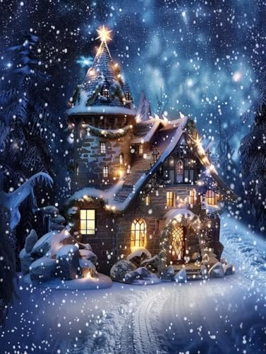 5D Diamond Painting Haus Diamant Painting Bilder, Winter Diamond Painting Erwachsene Kinder DIY 5D Quadrat Kristall Diamond Art Stickerei Basteln Set, Wohnzimmer Schlafzimmer Wanddeko 30x40cm 1-o von BAIYAACO