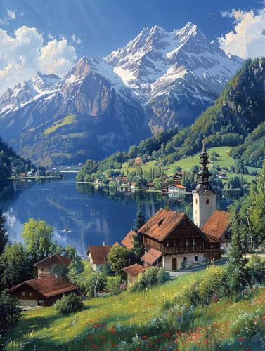 Diamond Painting Landschaft Diamant Painting Bilder, 5D Diamond Painting Berg Diamond Painting Erwachsene Kinder DIY Strass Stickerei Diamond-Painting Basteln Set, Wand Zimmer Deko 80x100cm -St57 von BAIYAACO