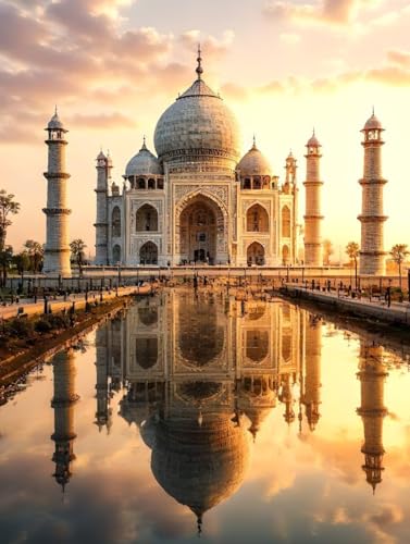 Diamond Painting Taj Mahal Diamant Painting Bilder, 5D Diamond Painting Landschaft Diamond Painting Erwachsene Kinder DIY Strass Stickerei Diamond-Painting Basteln Set, Wandzimmer Deko 50x70cm -2y95 von BAIYAACO