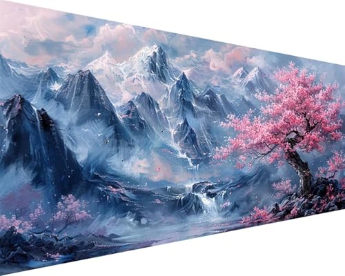 Malen Nach Zahlen Berg Malen Nach Zahlen Erwachsene Baum Paint by Numbers Kits mit 3 Pinseln und Acrylfarben Handgemalt Ölgemälde Farbige Leinwand Set, Geschenke für Frauen, Zimmer Deko30x60cm x3-57 von BAIYAACO