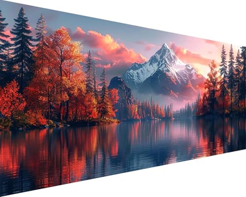 Malen Nach Zahlen Berg Malen Nach Zahlen Erwachsene Fallen Paint by Numbers mit 3 Pinseln und Acrylfarben Handgemalt Ölgemälde Farbige Leinwand Set, Geschenke für Frauen, Zimmer Deko 100x200cm y3-263 von BAIYAACO