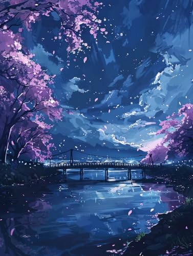 Malen Nach Zahlen Berg Malen Nach Zahlen Erwachsene Landschaft Paint by Numbers Kits mit 3 - Pinseln und Acrylfarben Handgemalt Ölgemälde Farbige Leinwand Set, Zimmer Deko 70x95cm (ohne Rahmen) -t94 von BAIYAACO