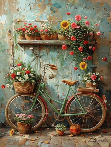 Malen Nach Zahlen Blume Malen Nach Zahlen Erwachsene Auto Paint by Numbers Kits mit Pinseln und Acrylfarben Handgemalt Ölgemälde Farbige Leinwand Set, Geschenke für Frauen 40x50cm (mit Rahmen) -h105 von BAIYAACO