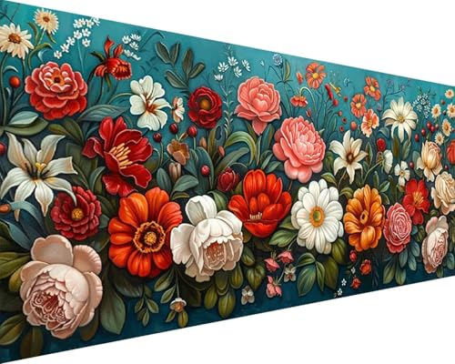Malen Nach Zahlen Blume Malen Nach Zahlen Erwachsene Blatt Paint by Numbers mit 3 Pinseln und Acrylfarben Handgemalt Ölgemälde Farbige Leinwand Set, Geschenke für Frauen, Zimmer Deko 100x200cm k3-4S von BAIYAACO