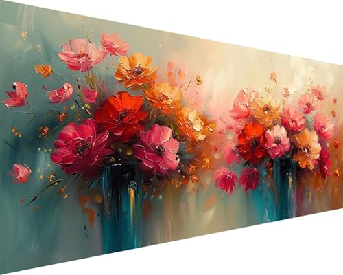 Malen Nach Zahlen Blume Malen Nach Zahlen Erwachsene Blume Paint by Numbers mit 3 Pinseln und Acrylfarben Handgemalt Ölgemälde Farbige Leinwand Set, Geschenke für Frauen, Zimmer Deko 100x200cm a3-267 von BAIYAACO